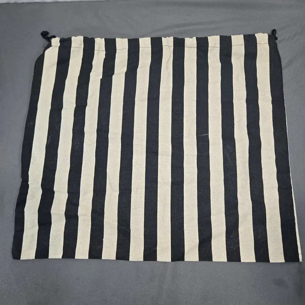 LAMB Gwen Stefani Black White Stripe Drawstring Dust Bag Canvas 18x20